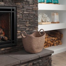 Modern yet cozy - the Bentley collection from Marquis gas fireplaces featured in brick/stone frame