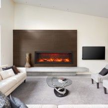Wonderful Ottawa family room with a long electric fireplace from Amantii