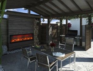 Incredible outdoor electric fireplace from Amantii - 3D Ottawa backyard