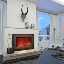 Relaxing view of an Amantii electric fireplace in an Ottawa house