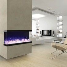 3-sided electric fireplace inset in a column of an Ottawa Home